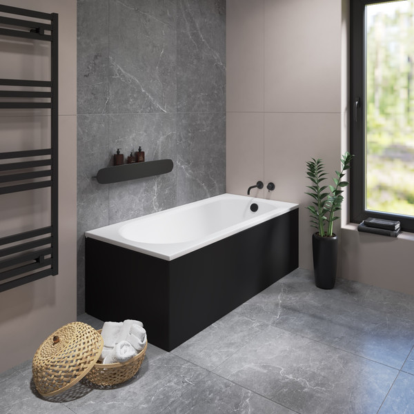 Изображение товара Ванна акриловая Lauter Haven 160 / 21202006 (с каркасом, лицевым и торцевым экранами черного цвета)