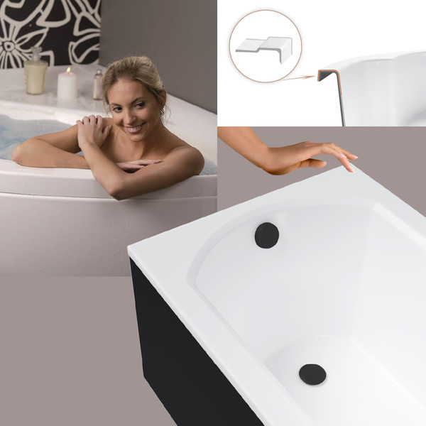 Изображение товара Ванна акриловая Lauter Haven 170 / 21202007 (с ножками, черным подголовником и черным лиц. экраном)