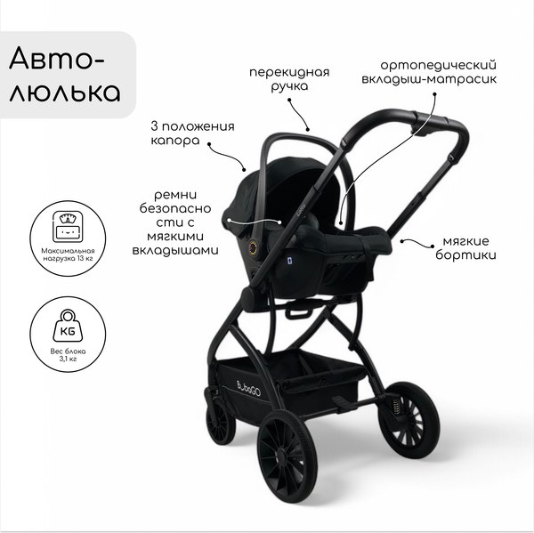 Изображение товара Детская универсальная коляска Bubago Lotta 3 в 1 / BG 150-4 (зеленый)