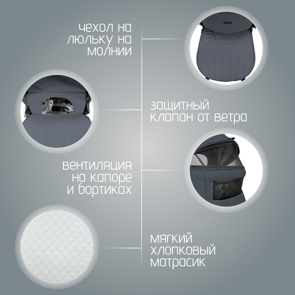 Изображение товара Детская универсальная коляска Bubago Lotta 3 в 1 / BG 150-3 (темно-серый)