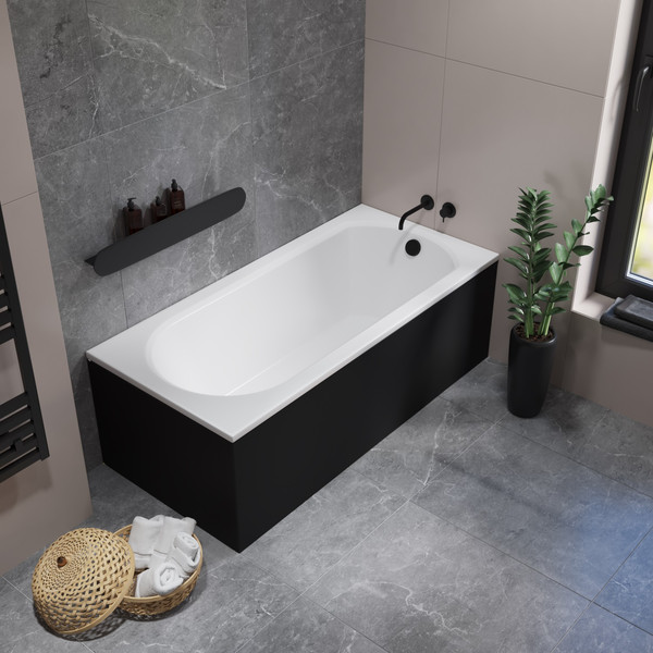 Изображение товара Ванна акриловая Lauter Haven 160 / 21202006 (с каркасом, черным подголов., черным лиц. и торц. экраном)
