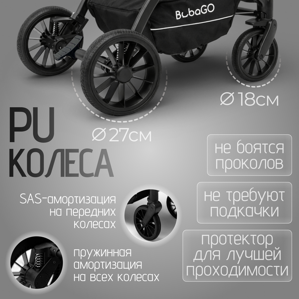Изображение товара Детская универсальная коляска Bubago Lotta 3 в 1 / BG 150-1 (черный)