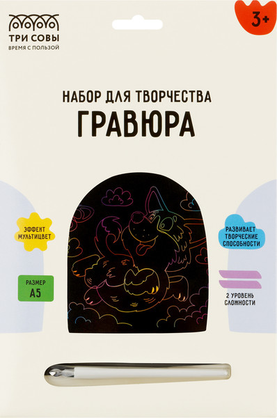 Изображение товара Гравюра Три совы Веселый корги / GA5_49947