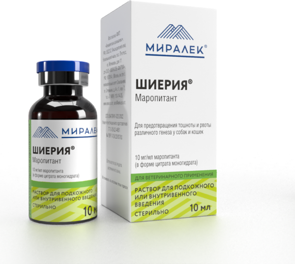Изображение товара Раствор для инъекций противорвотный для животных Миралек Шиерия (10мл)
