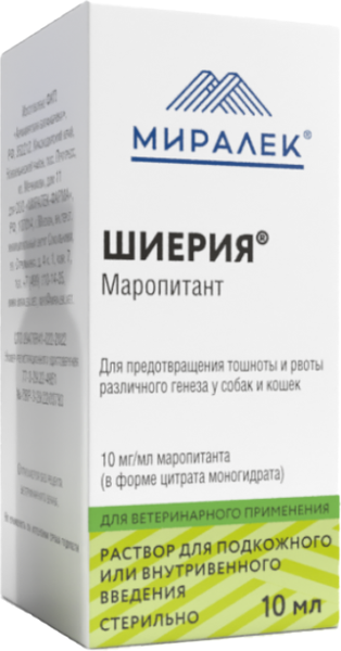 Изображение товара Раствор для инъекций противорвотный для животных Миралек Шиерия (10мл)