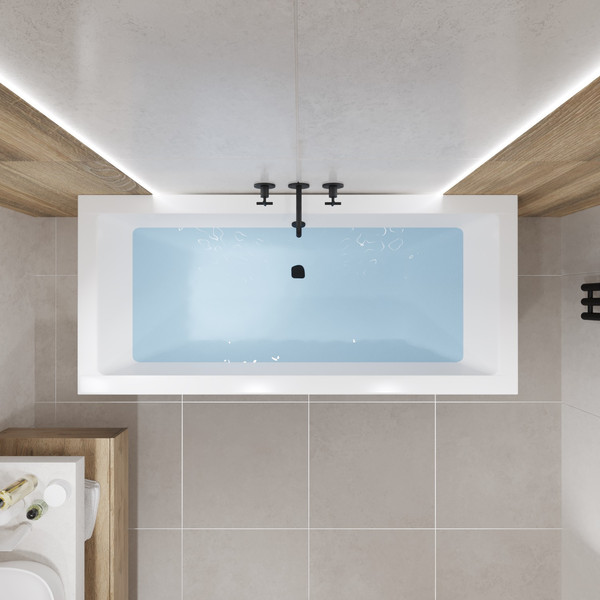 Изображение товара Ванна акриловая Lauter Oasis 165 / 21203065 (с ножками, черным подголовником и черным лицевым экраном)