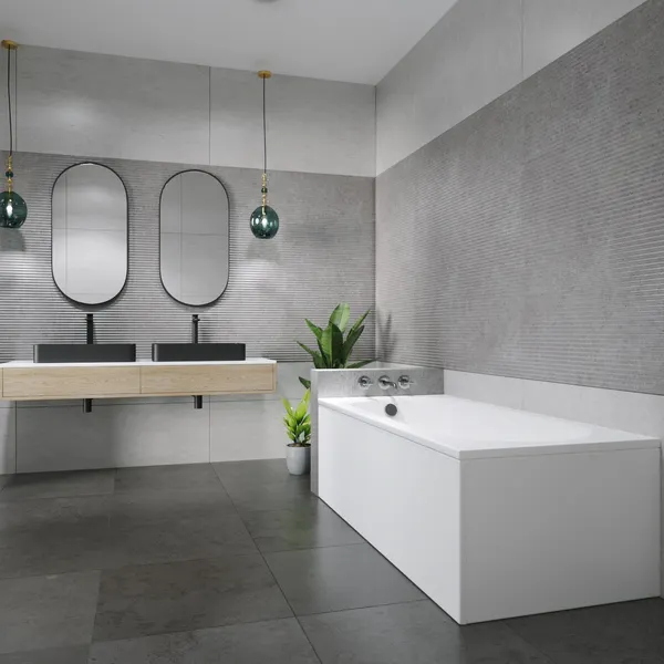 Изображение товара Ванна акриловая Lauter Haven 160 / 21202006 (с ножками, серым подголовн., белыми лиц. и торц. экранами)