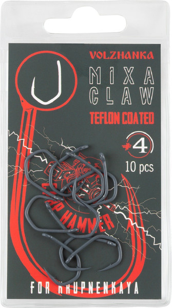 Изображение товара Набор крючков рыболовных Волжанка Mixa Claw Teflon №4 / HCVMCT-04 (10шт)