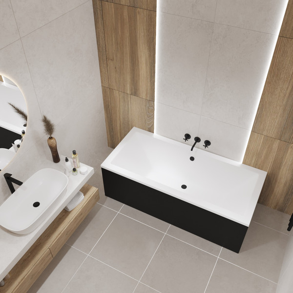 Изображение товара Ванна акриловая Lauter Oasis 180 / 21203080 (с ножками, черным подголовником и черным лиц.экраном)