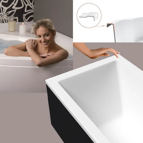 Изображение товара Ванна акриловая Lauter Oasis 175 / 21203075 (с ножками, черным подголов, черным лиц. и торц. экранами)