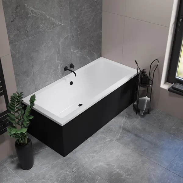 Изображение товара Ванна акриловая Lauter Oasis 175 / 21203075 (с ножками, черным подголов, черным лиц. и торц. экранами)