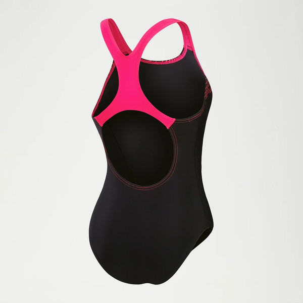 Изображение товара Купальник для плавания Speedo Medley Logo 8-1347417215 (р.32, черный/розовый)