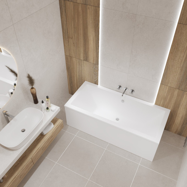 Изображение товара Ванна акриловая Lauter Oasis 165 / 21203065 (с каркасом, серым подголовником и белым лицевым экраном)