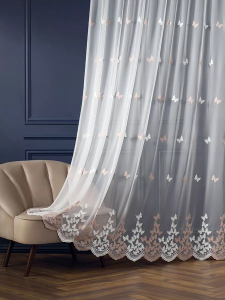 Изображение товара Гардина Arya Solo 400x260 / 8001885869609 (белый/розовый)