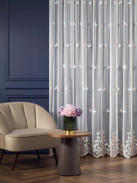 Изображение товара Гардина Arya Solo 500x260 / 8001885869623 ((белый/розовый)