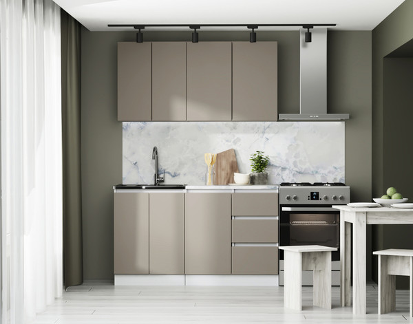 Изображение товара Кухонный гарнитур Артём-Мебель Мэри СН-114 без стекла МДФ 1.4м (веллюто капучино)