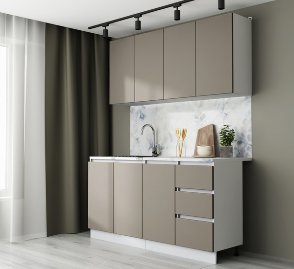 Изображение товара Кухонный гарнитур Артём-Мебель Мэри СН-114 без стекла МДФ 1.6м (веллюто капучино)