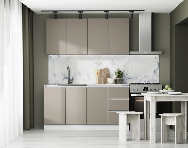 Изображение товара Кухонный гарнитур Артём-Мебель Мэри СН-114 без стекла МДФ 1.6м (веллюто капучино)