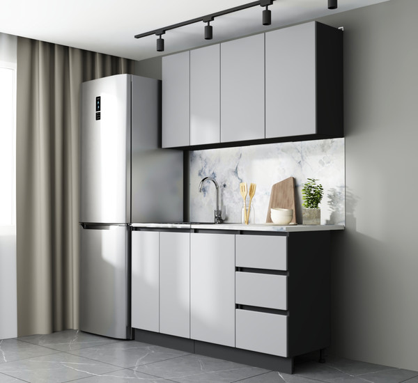 Изображение товара Кухонный гарнитур Артём-Мебель Мэри СН-114 без стекла МДФ 1.4м (веллюто ферро)