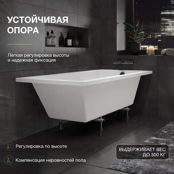 Изображение товара Ванна акриловая Lauter Amelia 140 / 21204040 (с ножками, черным подголов, черным лиц. и торц. экраном)