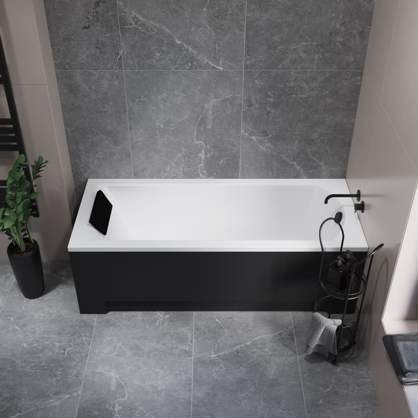 Изображение товара Ванна акриловая Lauter Amelia 160 / 21204060 (с ножками, черным подголовником и черным лиц. экраном)