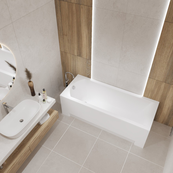 Изображение товара Ванна акриловая Lauter Amelia 140 / 21204040 (с каркасом, серым подголовником и белым лицевым экраном)