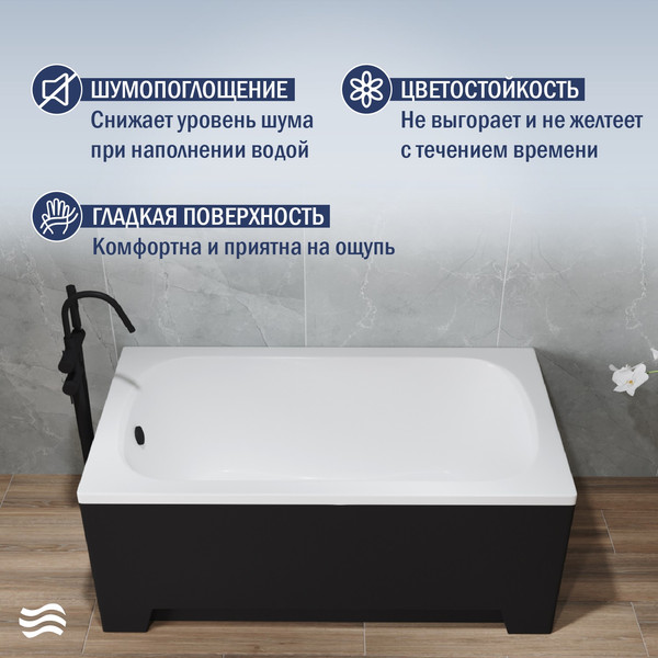 Изображение товара Ванна акриловая Lauter Sophia 130 / 21205130 (с каркасом, лицевым экраном черного цвета)