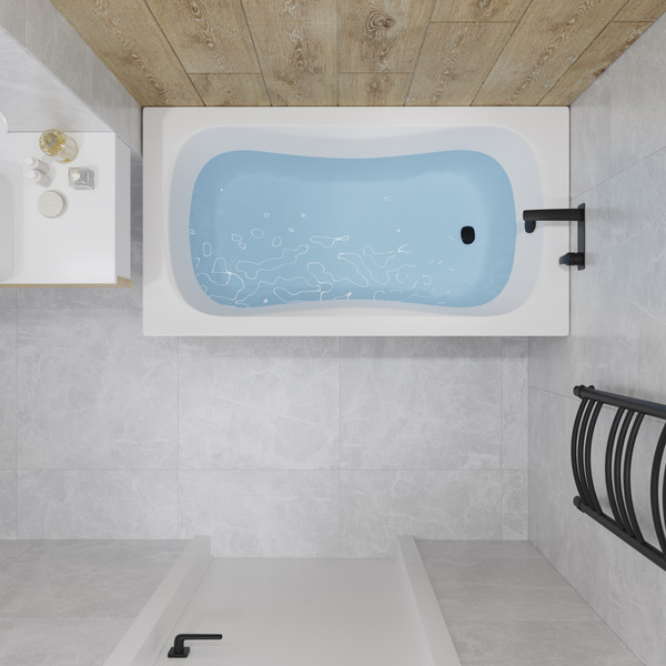 Изображение товара Ванна акриловая Lauter Sophia 130 / 21205130 (с каркасом, черным подголов.,черным лиц. и торц.экраном)