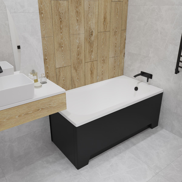 Изображение товара Ванна акриловая Lauter Sophia 130 / 21205130 (с каркасом, черным подголов.,черным лиц. и торц.экраном)