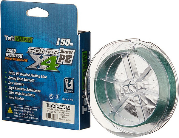 Изображение товара Леска плетеная TauMANN Sonar PE X4 150м 0.8 0.14мм / 06250 (темно-зеленый)