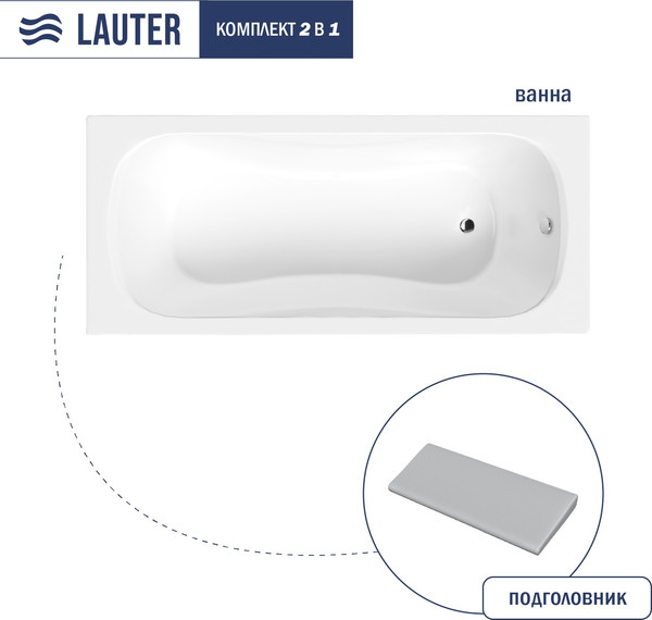 Изображение товара Ванна акриловая Lauter Sophia 160 / 21205160 (с серым подголовником)