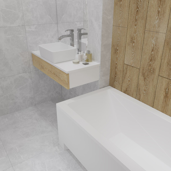 Изображение товара Ванна акриловая Lauter Estelle 120 / 21206020 (с ножками, серым подголов, белым лиц. и торц. экраном)