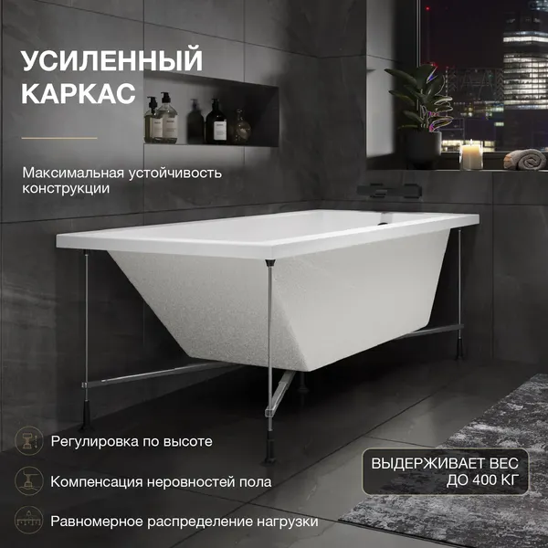Изображение товара Ванна акриловая Lauter Estelle 150 / 21206050 (с каркасом, лицевым экраном черного цвета)
