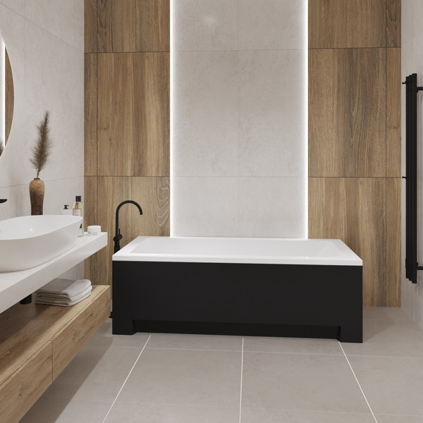 Изображение товара Ванна акриловая Lauter Estelle 150 / 21206050 (с каркасом, лицевым и торцевым экранами черного цвета)