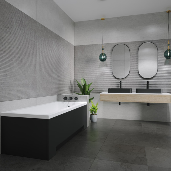 Изображение товара Ванна акриловая Lauter Bianca 160 / 21207160 (с ножками, черным подголовником, черным лицевым и торцевым экраном)