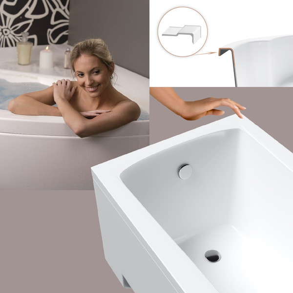 Изображение товара Ванна акриловая Lauter Bianca 160 / 21207160 (с каркасом, серым подголовником, белым лицевым и торцевым экраном)