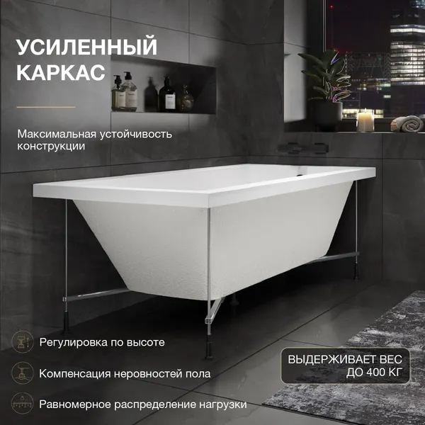 Изображение товара Ванна акриловая Lauter Bianca 160 / 21207160 (с каркасом и черным лицевым экраном)