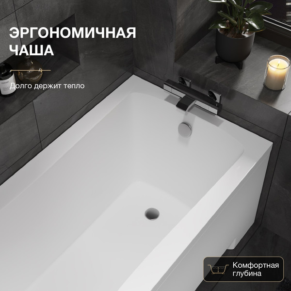 Изображение товара Ванна акриловая Lauter Bianca 140 / 21207140 (с каркасом, серым подголовником)