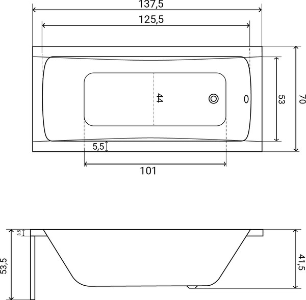Изображение товара Ванна акриловая Lauter Bianca 140 / 21207140 (с каркасом, лицевым экраном белого цвета)