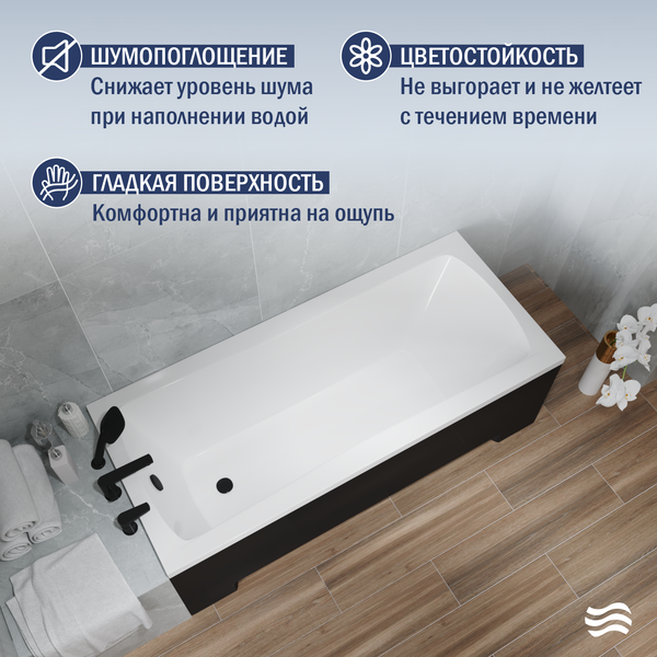 Изображение товара Ванна акриловая Lauter Bianca 170 / 21207170 (с каркасом и черным подголовником)