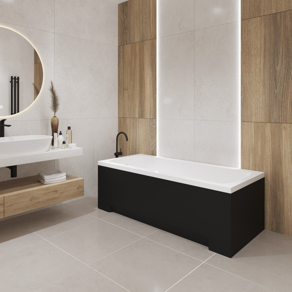 Изображение товара Ванна акриловая Lauter Bianca 140 / 21207140 (с каркасом, черным подголовником, черным лиц.экраном)