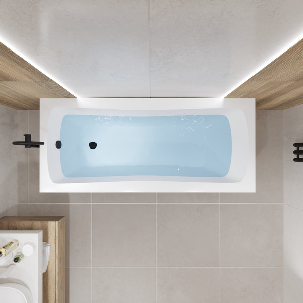 Изображение товара Ванна акриловая Lauter Bianca 140 / 21207140 (с каркасом,черным подголовн.,черным лиц. и торц.экраном)