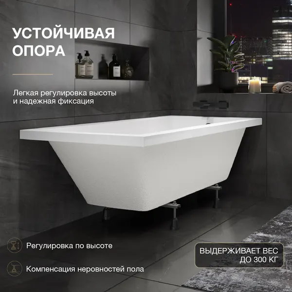 Изображение товара Ванна акриловая Lauter Bianca 150 / 21207150 (с ножками, черным подголовником и черным лиц.экраном)
