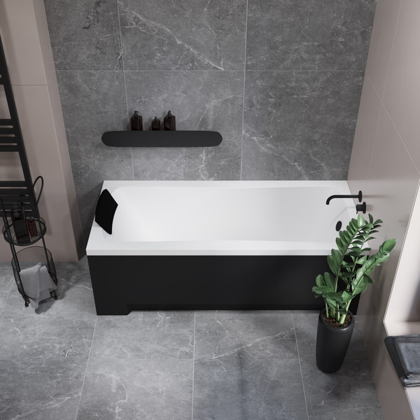 Изображение товара Ванна акриловая Lauter Bianca 150 / 21207150 (с каркасом, лицевым и торцевым экранами черного цвета)