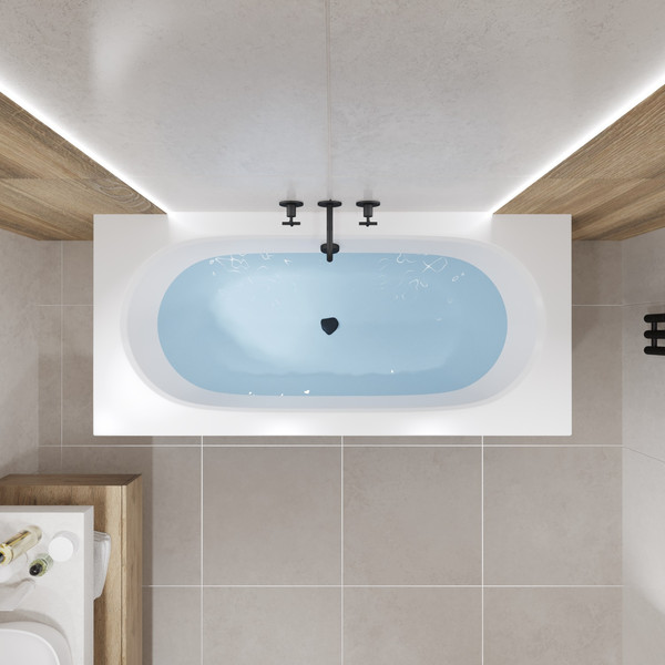 Изображение товара Ванна акриловая Lauter Ava 160 / 21208060 (с каркасом, черным подголов, черным лиц и торц. экраном)