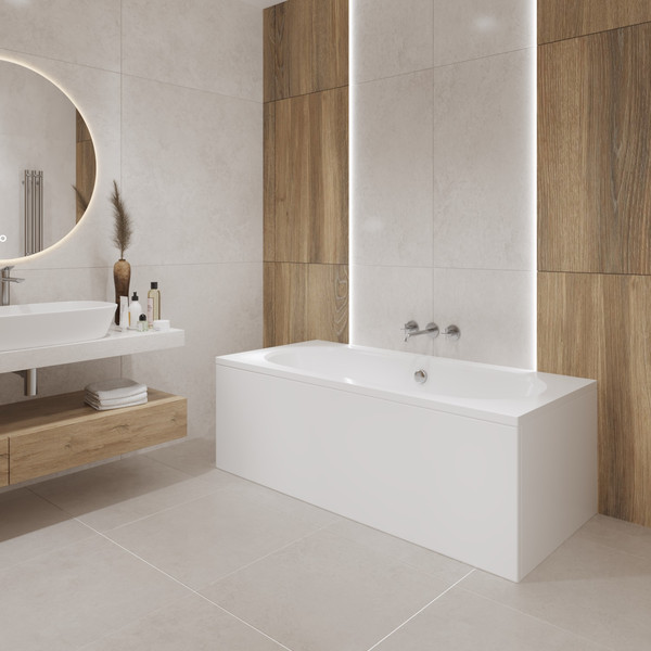 Изображение товара Ванна акриловая Lauter Ava 170 / 21208070 (с каркасом, серым подголовником и белым лиц. экраном)