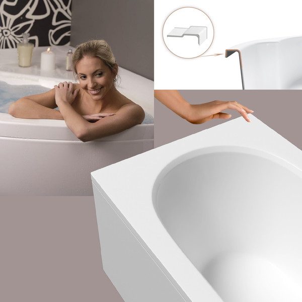 Изображение товара Ванна акриловая Lauter Ava 180 / 21208080 (с ножками, серым подголов, белым лиц. и торц. экраном)