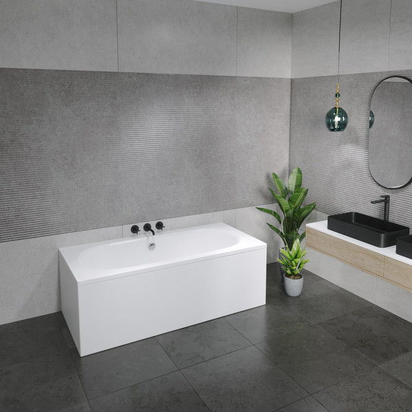 Изображение товара Ванна акриловая Lauter Ava 180 / 21208080 (с ножками, серым подголов, белым лиц. и торц. экраном)