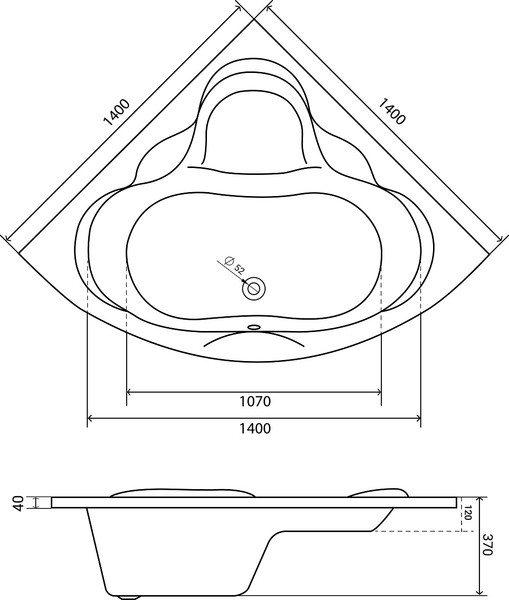 Изображение товара Ванна акриловая Lauter Riviera 140x140 / 21050140 (с каркасом и лицевым экраном)