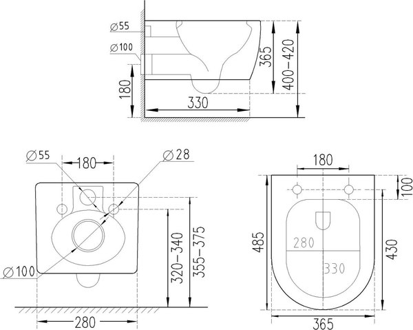 Изображение товара Унитаз подвесной с инсталляцией Asten Readle Zentralmodul AR0601-205W
